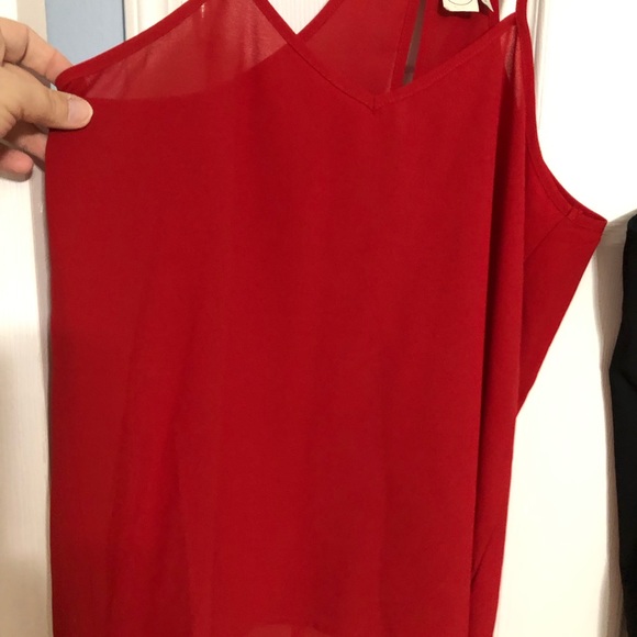 Paper crane Anthropologie two tank tops semi shear women’s size small red black - Picture 4 of 13